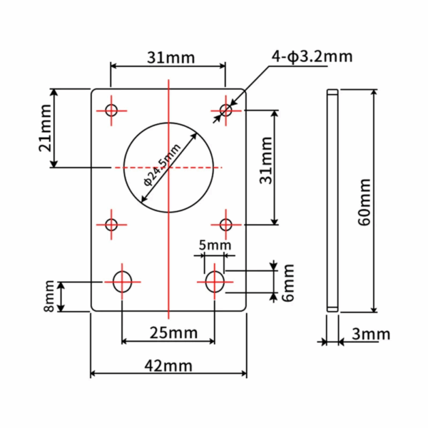 Držák Montážní Deska Pro Krokový Motor s Přírubou NEMA 17